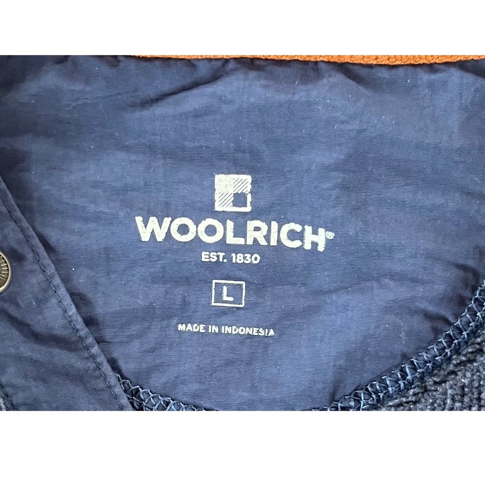 Woolrich Mens Blue Marled Fleece Quarter Snap Pullover Sweater Size Large - Picture 7 of 9